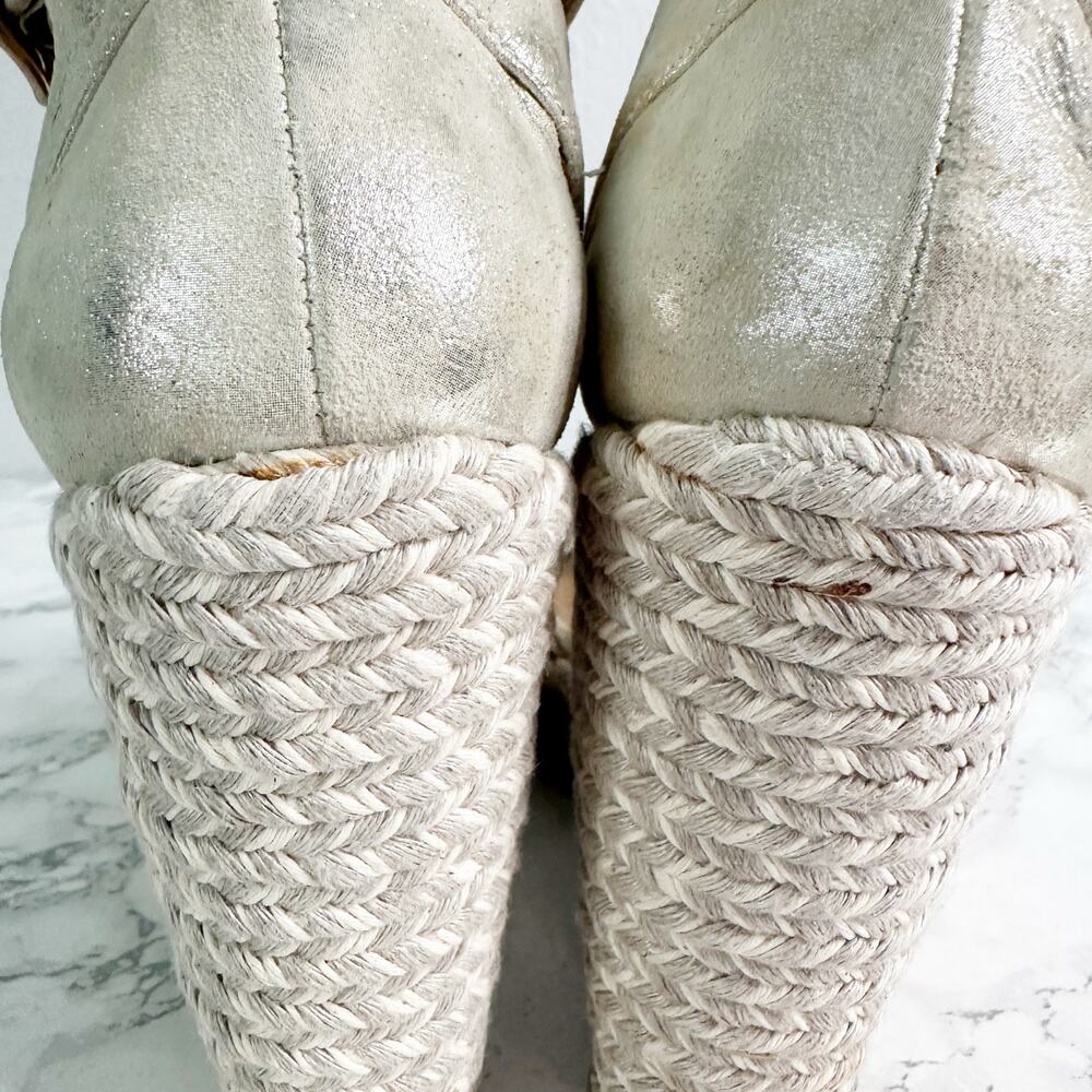 Stuart Weitzman Mostly Platform Metallic Suede Es… - image 7